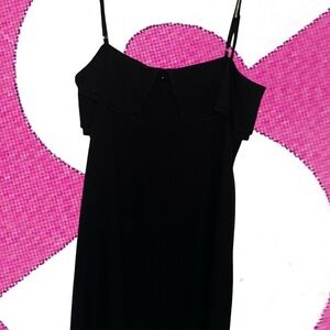 Karl Lagerfeld Black Ruffle-Detail Slip Mini Dress